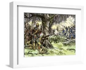 General Harmar Defeated by Miami Tribe Warriors in the Old Northwest Territory, c.1790-null-Framed Giclee Print