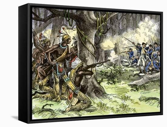 General Harmar Defeated by Miami Tribe Warriors in the Old Northwest Territory, c.1790-null-Framed Stretched Canvas