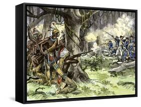 General Harmar Defeated by Miami Tribe Warriors in the Old Northwest Territory, c.1790-null-Framed Stretched Canvas