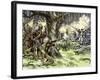 General Harmar Defeated by Miami Tribe Warriors in the Old Northwest Territory, c.1790-null-Framed Giclee Print