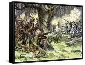 General Harmar Defeated by Miami Tribe Warriors in the Old Northwest Territory, c.1790-null-Framed Stretched Canvas