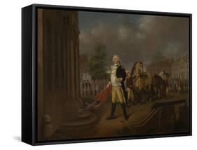 General Humphreys Delivering the Standards Taken at Yorktown to Congress Hall, Philadelphia-Nicolas Louis Albert Delerive-Framed Stretched Canvas
