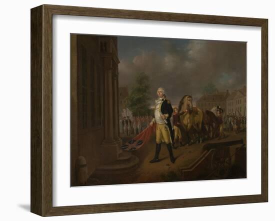 General Humphreys Delivering the Standards Taken at Yorktown to Congress Hall, Philadelphia-Nicolas Louis Albert Delerive-Framed Giclee Print