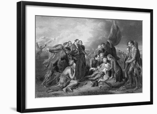 General James Wolfe Dying with Soldiers Surrounding Him-null-Framed Giclee Print