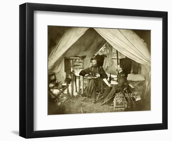 General Jefferson C. Davis & Officer Seated in a Tent, Pub.1861 (Photo)-Mathew & studio Brady-Framed Giclee Print