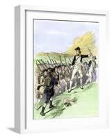 General John Stark Leading His New Hampshire Militiamen at Battle of Bennington, Vermont, c.1777-null-Framed Giclee Print