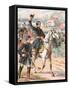 General Joseph Hooker riding on a horse and waving at his troops.-Vernon Lewis Gallery-Framed Stretched Canvas