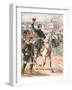 General Joseph Hooker riding on a horse and waving at his troops.-Vernon Lewis Gallery-Framed Art Print