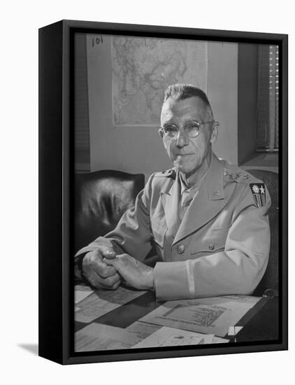 General Joseph W. Stilwell Posing for a Portrait-Myron Davis-Framed Stretched Canvas