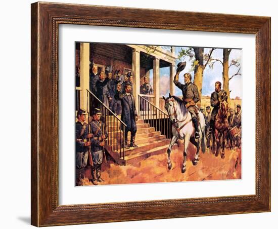 General Lee and His Horse 'Traveller' Surrenders to General Grant-McConnell-Framed Giclee Print