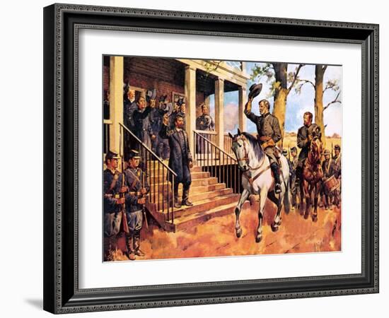 General Lee and His Horse 'Traveller' Surrenders to General Grant-McConnell-Framed Giclee Print