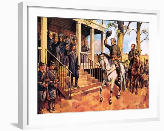 General Lee and His Horse 'Traveller' Surrenders to General Grant-McConnell-Framed Giclee Print