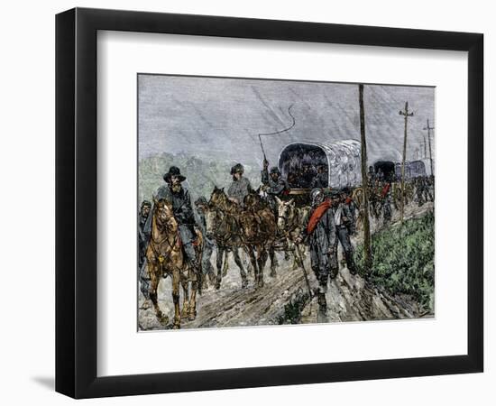 General Lee's Confederate Army Retreating South after the Battle of Gettysburg, c.1863-null-Framed Giclee Print