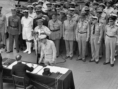 'General MacArthur Watching Japanese Official Mamoru Shigemitsu ...