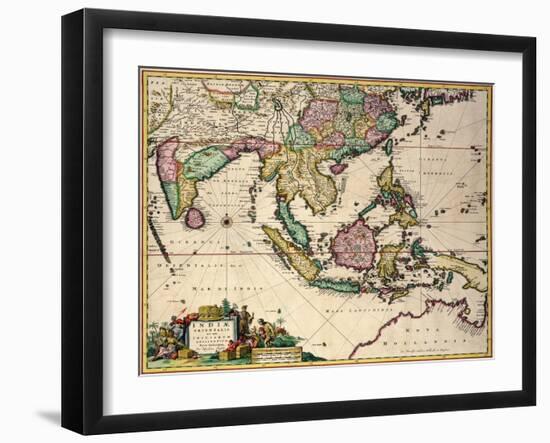 General Map Extending from India and Ceylon to Northwestern Australia by Way of Southern Japan-Nicholas Jansz Visscher-Framed Giclee Print