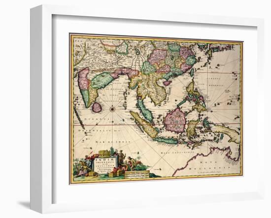 General Map Extending from India and Ceylon to Northwestern Australia by Way of Southern Japan-Nicholas Jansz Visscher-Framed Giclee Print