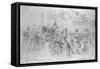 General Mcclellan Passing Through Frederick City, Maryland, September 12, 1862-Edwin Forbes-Framed Stretched Canvas