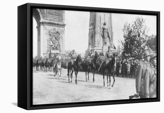 General Montuori and Italian Troops During the Victory Parade, Paris, France,14 July 1919-null-Framed Stretched Canvas