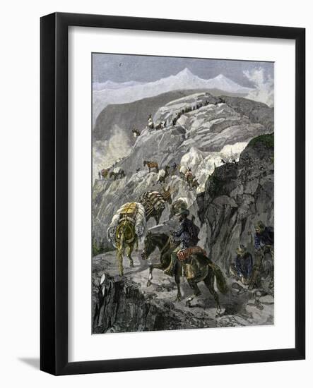 General Oliver Otis Howard Pursuing the Nez Perce Tribe on the Dead Mule Trail in Idaho, c.1877-null-Framed Giclee Print