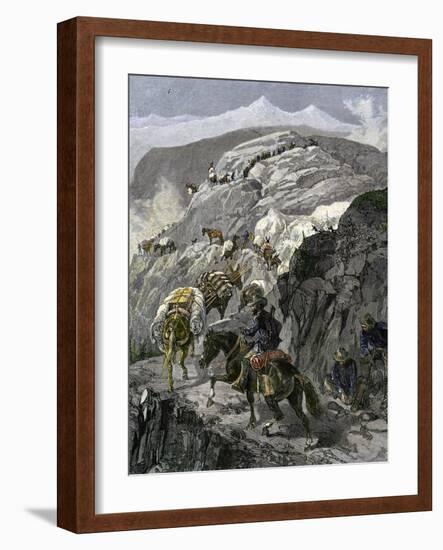 General Oliver Otis Howard Pursuing the Nez Perce Tribe on the Dead Mule Trail in Idaho, c.1877-null-Framed Giclee Print