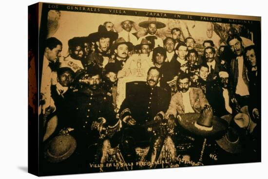 General Pancho Villa (1878-1923) and Emiliano Zapata with Comrades in the National Palace, Mexico?-null-Stretched Canvas