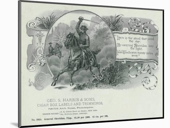 General Philip Sheridan Brand Cigar Box Label-Lantern Press-Mounted Art Print