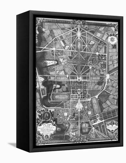 General Plan of the Town and Chateau of Versailles, with Its Gardens, Forests and Fountains-Pierre Lepautre-Framed Stretched Canvas