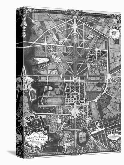 General Plan of the Town and Chateau of Versailles, with Its Gardens, Forests and Fountains-Pierre Lepautre-Stretched Canvas