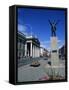 General Post Office and Jim Larkin Statue, O'Connell Street, Dublin, Eire (Rpublic of Ireland)-Neale Clarke-Framed Stretched Canvas