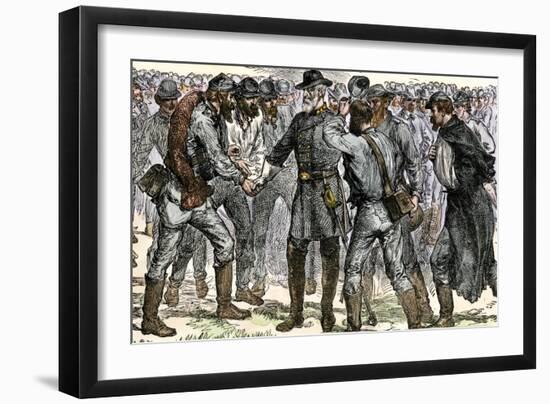 General Robert E. Lee's Farewell to His Soldiers after the Surrender at Appomattox, c.1865-null-Framed Giclee Print