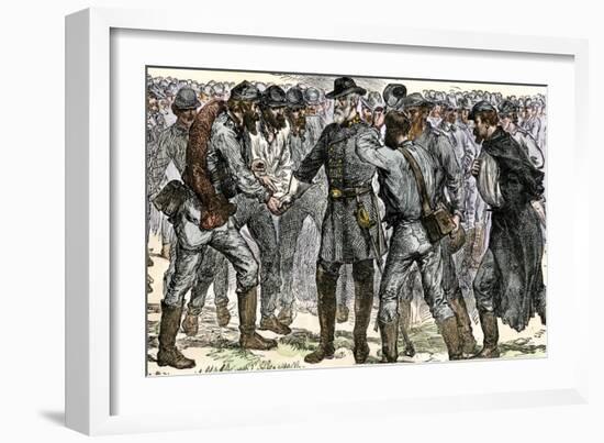 General Robert E. Lee's Farewell to His Soldiers after the Surrender at Appomattox, c.1865-null-Framed Giclee Print