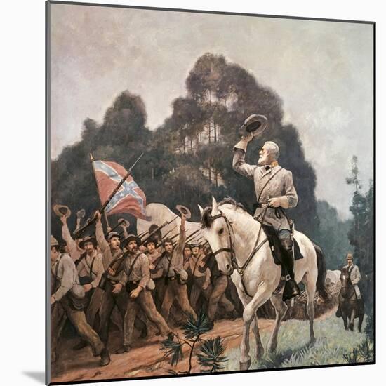 General Robert Lee Saluting Troops Heading to Front-Newell Convers Wyeth-Mounted Giclee Print