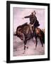 General Sam Houston at the Battle of San Jacinto in 1936, Painting by S. Seymour Thomas-null-Framed Art Print