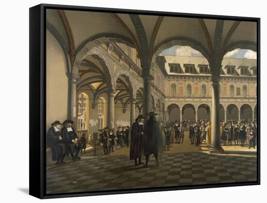 General Scene at the Amsterdam Stock Exchange-Jhiob Berckheyde-Framed Stretched Canvas