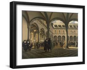 General Scene at the Amsterdam Stock Exchange-Jhiob Berckheyde-Framed Art Print