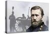 General Ulysses Simpson Grant (1822-1885) and Artillery Reconstruction at Shiloh Battlefield, Tenne-null-Stretched Canvas