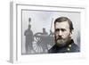 General Ulysses Simpson Grant (1822-1885) and Artillery Reconstruction at Shiloh Battlefield, Tenne-null-Framed Giclee Print