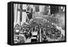 General View of Crowds Inspecting the Exhibits at a Motor Show-English Photographer-Framed Stretched Canvas