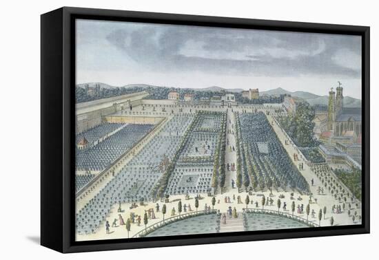 General View of Luxembourg Gardens in Paris, 1810, engraved by J.B. Chapuis-Angelo Garbizza-Framed Stretched Canvas
