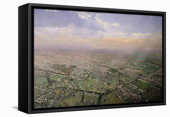 General View of Paris from a Hot-Air Balloon, 1855-Victor Navlet-Framed Stretched Canvas