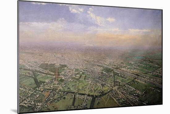 General View of Paris from a Hot-Air Balloon, 1855-Victor Navlet-Mounted Giclee Print