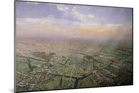 General View of Paris from a Hot-Air Balloon, 1855-Victor Navlet-Mounted Giclee Print