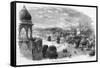 General View of the City with the Jama Masjid Mosque in the Distance-null-Framed Stretched Canvas