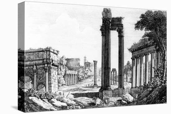 General View of the Roman Forum, 1817-Luigi Rossini-Stretched Canvas