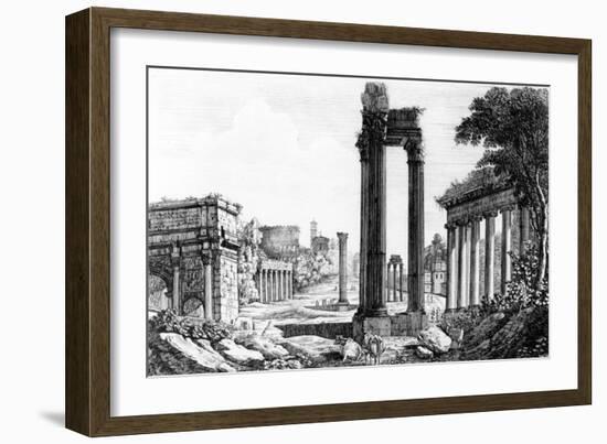 General View of the Roman Forum, 1817-Luigi Rossini-Framed Giclee Print