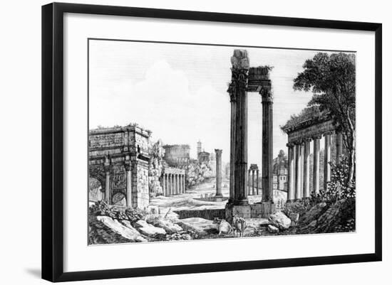 General View of the Roman Forum, 1817-Luigi Rossini-Framed Giclee Print