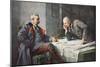 General Von Hindenburg and Generalquartiermeister Erich Von Ludendorff at the Map Table-Hugo Vogel-Mounted Giclee Print