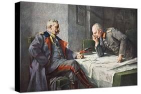 General Von Hindenburg and Generalquartiermeister Erich Von Ludendorff at the Map Table-Hugo Vogel-Stretched Canvas