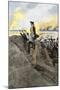 General Washington and French General Rochambeau Overseeing the Trenches at Yorktown, c.1781-null-Mounted Giclee Print