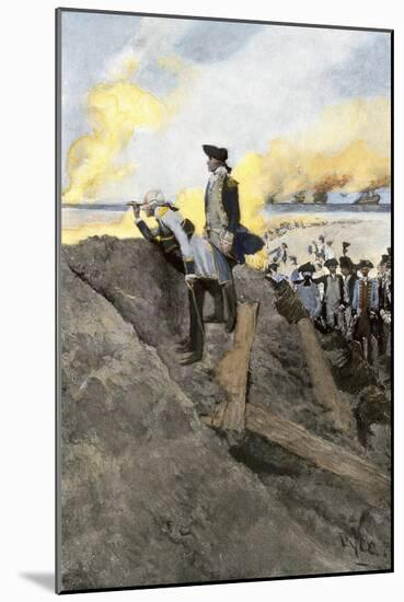 General Washington and French General Rochambeau Overseeing the Trenches at Yorktown, c.1781-null-Mounted Giclee Print